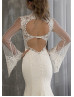 High Neck Ivory Lace Dotted Tulle Wedding Dress